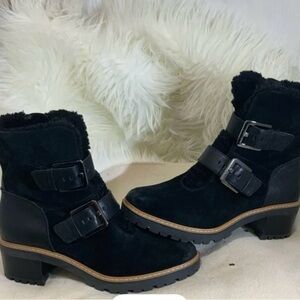 Naturalizer Tristan Black Shearling Buckle Boots